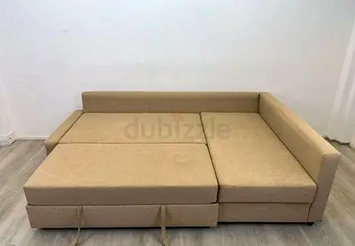 Beige Sectional Pull-out Sofa Bed