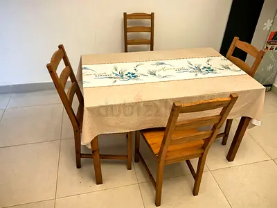 Solid Wood 4-Seater Dining Table with Chairs - Good Condition
