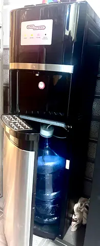Black  Stainless Steel Water Dispenser with Bottom Cabinet - Good Condition