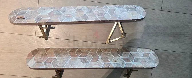Wall-mounted folding ironing boards (pair) - space-saving wooden finish