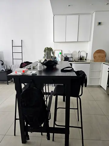 Modern Black Dining Table with 4 Chairs - Good Condition