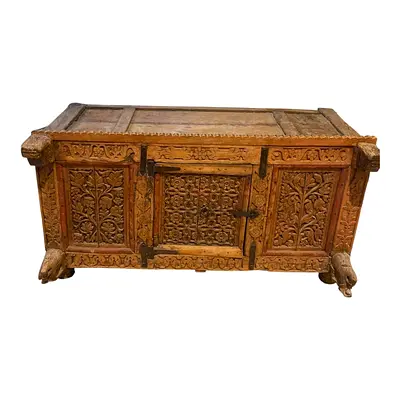 A Vintage Hand-Carved Indian Wooden Chest – Over 100 Years Old.