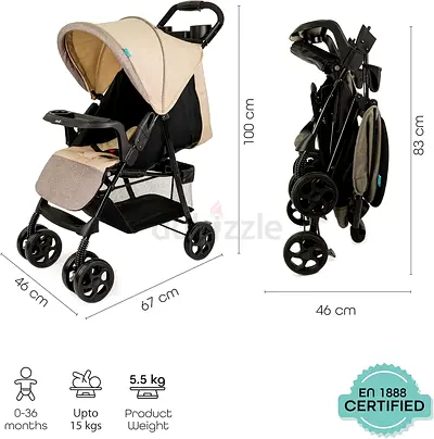 Lightweight Foldable Baby Stroller with Snack Tray