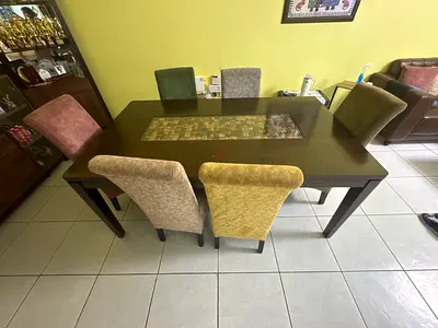 Dining Table Set with Multi-Colored Chairs