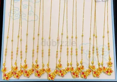 Set of Gold-Plated Floral Pendant Necklaces — Multiple Pieces 24K 999