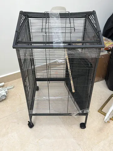 Large Metal Bird Cage on Wheels — Good Condition, Ready to Use