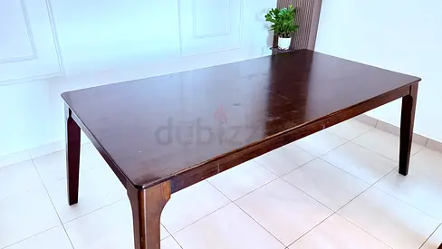 Solid Wood Dining Table - Dark Brown, Seats 6-8, Good Condition