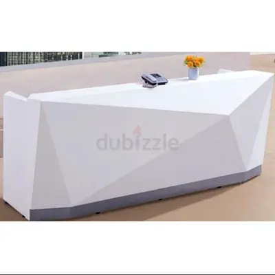 Modern Geometric White Reception Desk / Counter