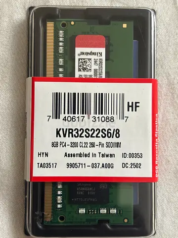 Kingston 8GB DDR4 - 3200 Laptop RAM (KVR2S22S6/8) - New in Pack