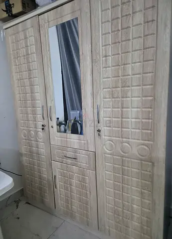 Wooden 3-Door Wardrobe with Mirror - Light Oak Finish