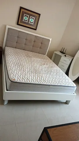 Queen size bed frame with mattress - good condition