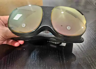 Used VR headset goggles with dual lenses — good condition