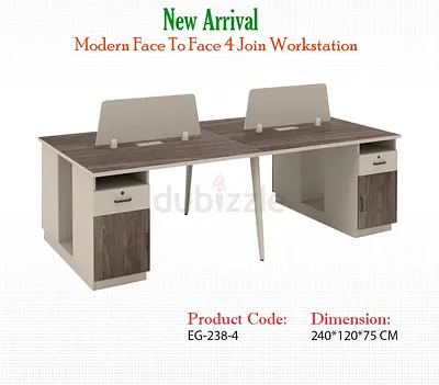 Modern Face-to-Face 4-Seat Office Workstation Desk - 240x120x75 cm