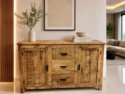 Marina Rustic Reclaimed Wood Sideboard Cabinet – Farmhouse Storage Console