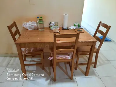 Ikea Solid wood dining table with 3 chairs excellent condition