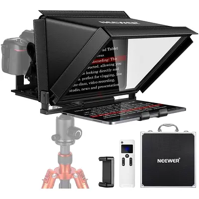 NEEWER X12 Aluminum Teleprompter with RT-110 Remote Control (Connected via Bluetooth on NEEWER Telep