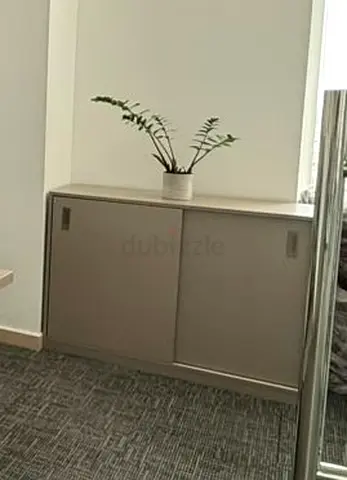Sliding-door storage cabinet - neutral grey, excellent condition