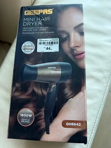 Geepas Mini Hair Dryer 1600W - Compact  Travel Friendly (Like New)