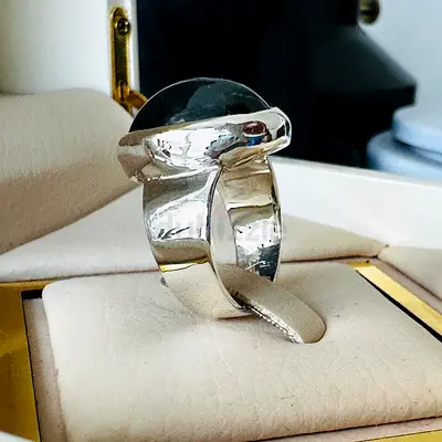 Natural 35 Carat Blue Sapphire Silver Ring