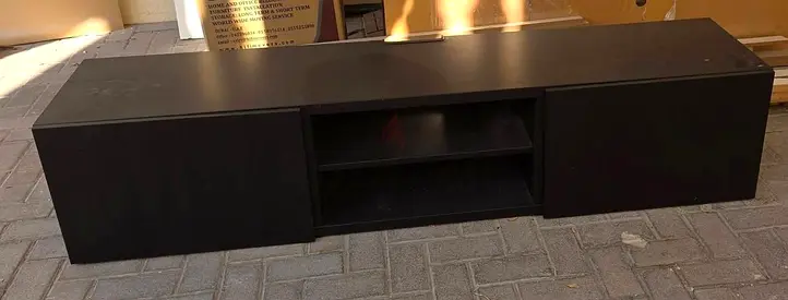 Black TV Stand with Storage Cabinets