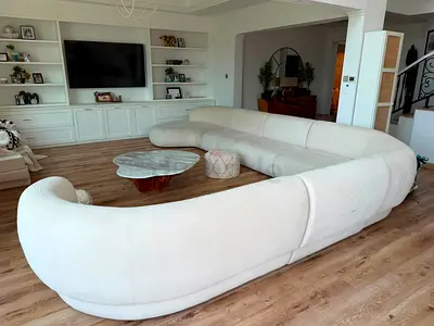 Extra Large Modular White Fabric Sofa