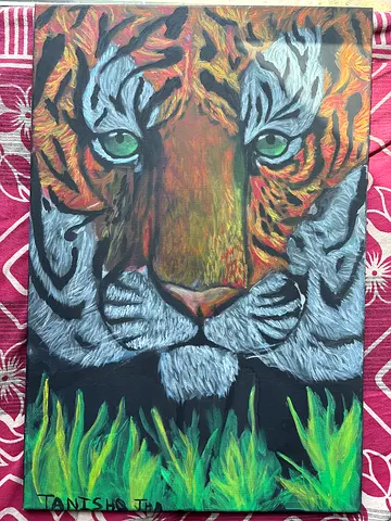 Hand-painted Tiger Portrait on Canvas - Signed Artwork