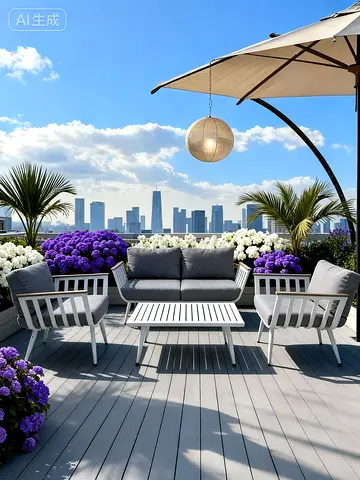 Outdoor patio sofa set  and table - modern aluminum frame 4seater