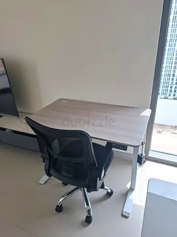 Adjustable Height Office Desk with Ergonomic Chair
