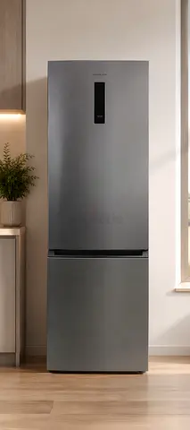 Sleek Grey Bottom Freezer Refrigerator