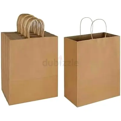 Bulk Kraft Paper Shopping Bags with Handles - Good Condition