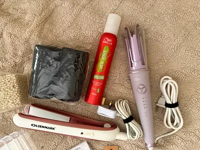 Hair styling set: Olsenmark straightener + multi-curler + FREE manual curlers and hair mousse