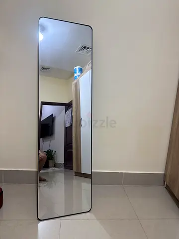 Full-length Rectangular Wall Mirror with Slim Black Frame