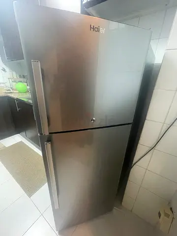Haier Stainless Steel Double-Door Refrigerator - Good Condition