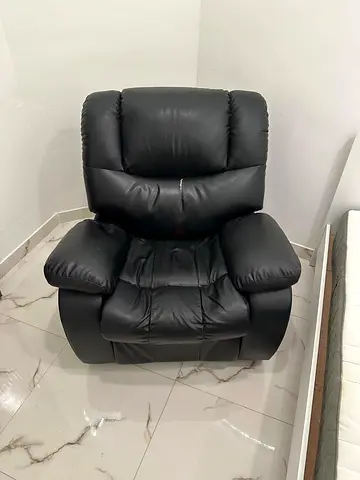 Black Leather Recliner Armchair - Comfortable Single Seater