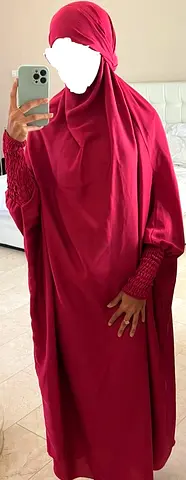 Pink Full-Cover Khimar / Jilbab with Attached Hijab/niqab - Excellent Condition, Size 55-56