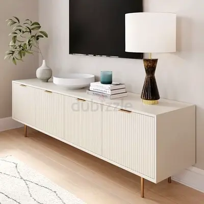 Modern Fluted White TV Stand