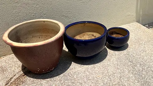 Set of 3 Outdoor Plant Pots (Ceramic Terracotta) - Various Sizes