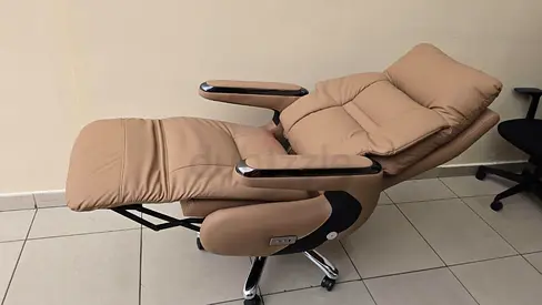 Beige Ergonomic Recliner/Office Lounge Chair with Footrest