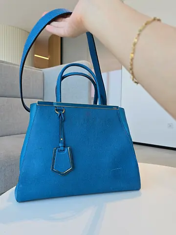 Authentic Fendi medium 2jours original leather Genuine high end designer blue multi handle bag