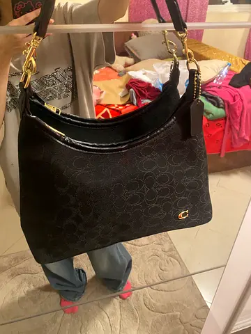 Black Coach Signature Canvas Shoulder Bag