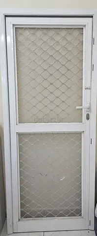 White Security Mesh Door with Frame - Good Condition