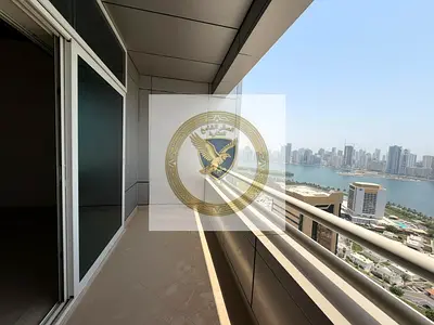 The most luxurious sea view in Al Majaz with a balcony and the largest space, featuring five bedrooms and a living room with a distinctive view. AC is