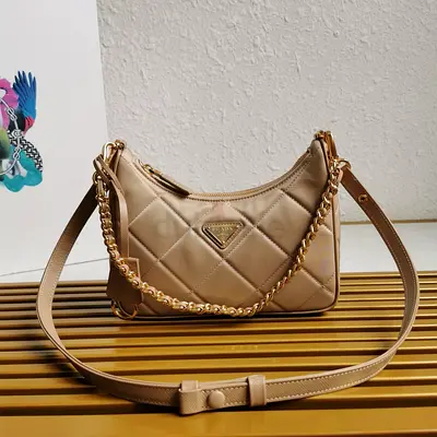 Prada Re-Edition 1995 Chaine Mini Bag in Beige Re-Nylon