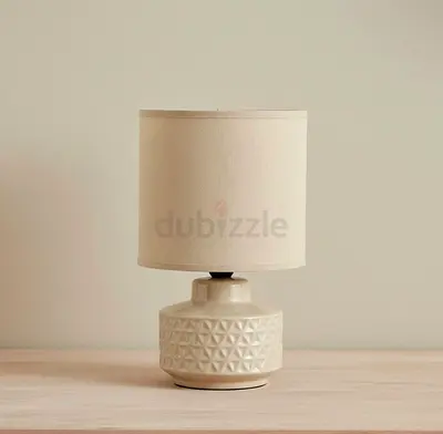 Glazed Ceramic Table Lamp with Neutral Linen Shade - Minimalist Design