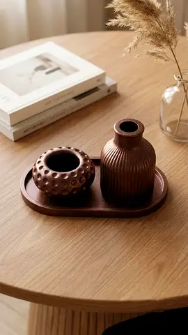Elegant 3-Piece Bronze Home Decor Set with Tray Vases