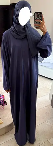 Charcoal blue Abaya with Matching Hijab - Good Condition, Size 58