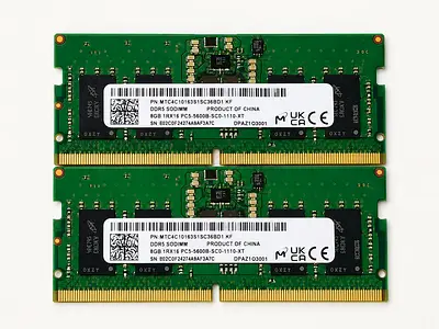 Pair of 8GB DDR5 SODIMM RAM sticks (16GB total) - Used