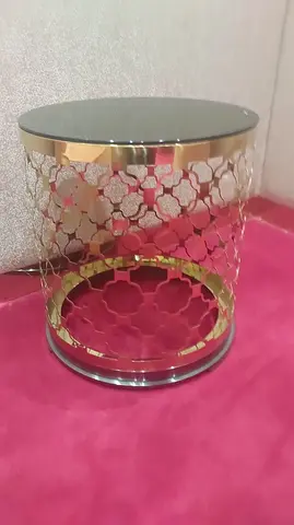 URGENT SALE! Gold metal decorative side table with glass top