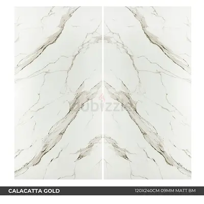 Calacatta Gold Marble Effect Porcelain Slabs 120x240cm (Pair)