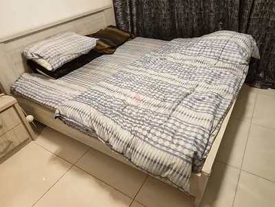 Modern Light Wood Double Bed Frame + medicated mattress